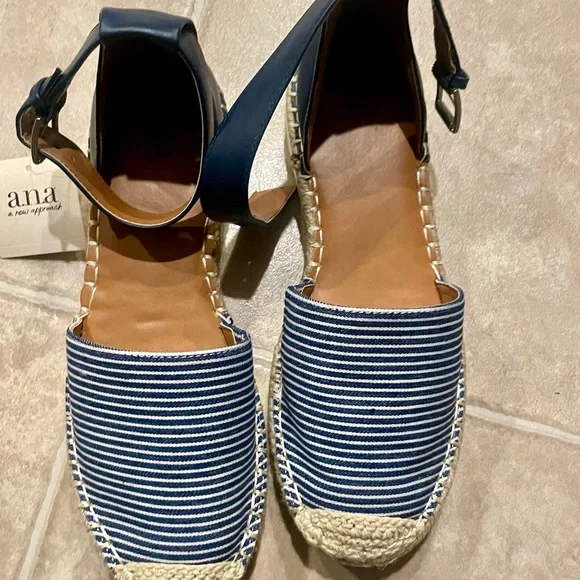 a.n.a Blue and Tan Espadrilles Nautical Style - Picture 1 of 4